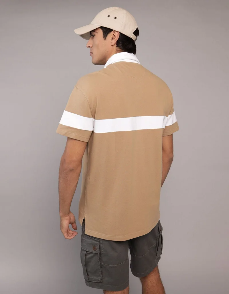 امريكان ايجل تي-شيرت رجبي بقبة بولو مزين بالشعار